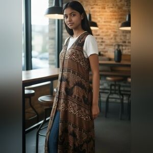 Wear On Earth Woman's Med Duster Tribal & Boho Style Earthy Tones